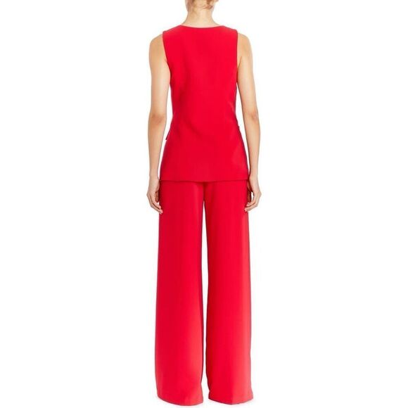Amanda Uprichard Women's Scarlet Red Kya Wide-Leg Formal Jumpsuit Size Medium - Picture 2 of 9